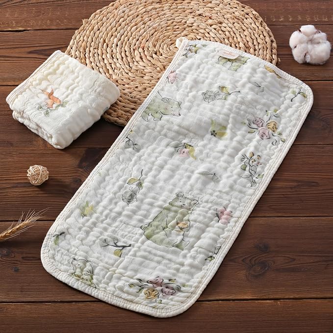 Muslin Baby Burp Cloths Organic Cotton Blend Set | 20x10 Inches, Reversible - Image 9