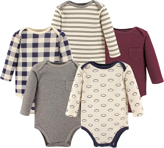 Hudson Baby baby-boys Cotton Long-sleeve Bodysuits 5-pack by HudsonBaby