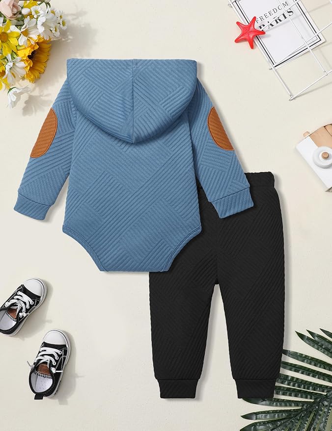 Fommy Baby Boy Clothes Colorblocked Long Sleeve Hoodie + Long Pants 2PCS Fall - Image 7
