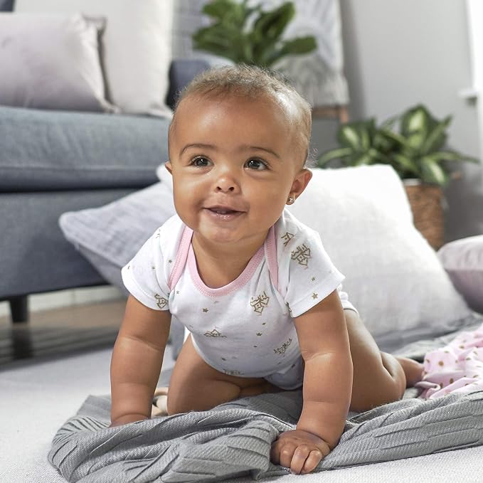 Gerber Baby Girls 5-Pack Short Sleeve Variety Onesies Bodysuits - Image 4