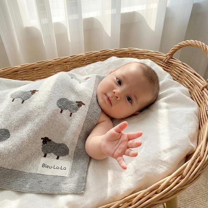 Luxury Cotton Knit Swaddle Baby Blanket - Image 6
