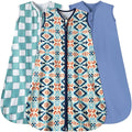 Baby Sleep Sack 18-24 Months 3 Pack Baby Wearable Blanket 100% Rayon Cotton 2-Way Zipper Toddler Sleeping Sack .Comfy Soft Lightweight TOG 0.3 (Bohemia&Checkered&Blue)