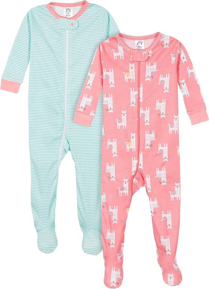 Gerber Baby Girls 2-Pack Footed Pajamas by Gerber