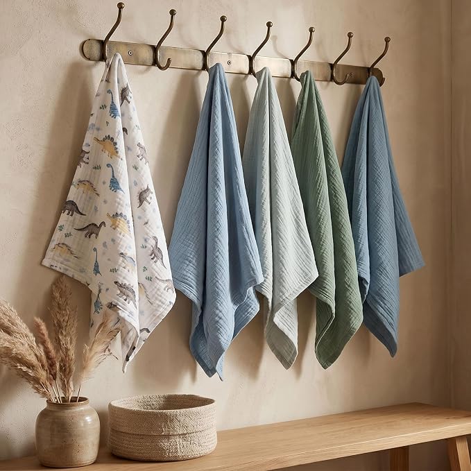 Muslin Receiving Blankets 5 Pack, Soft Swaddle Wraps - Image 5