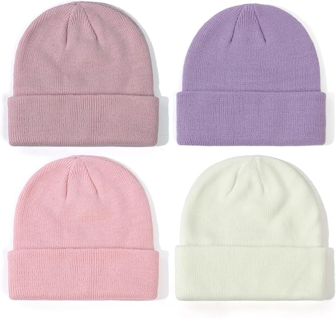 Baby Toddler Infant Winter Soft Knit Beanie Hats Set - Image 2