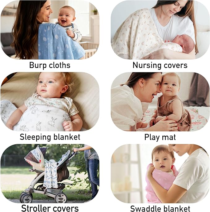 GLLQUEN BABY Muslin Swaddle Blankets 2Pk Receiving Blanket Large 35" x 40" | - Image 5