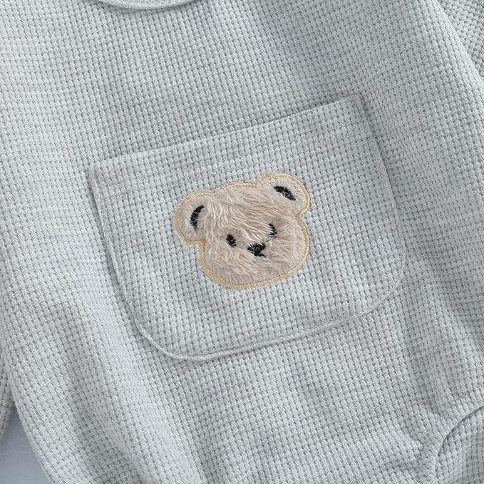 Douhoow Cute Baby Sweatshirt Romper Waffle Knit Baby Clothes Infant Girl Boy Fall Winter Outfits