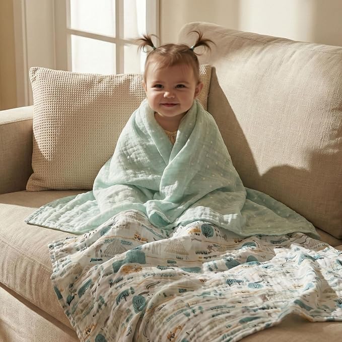 Muslin Swaddle Blankets for Newborn, Cotton Receiving Blanket | 4 Pack 100% - Image 2