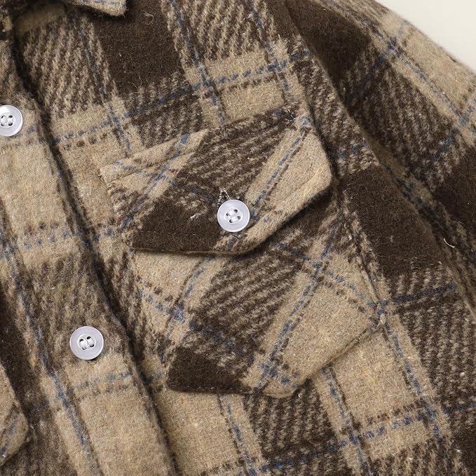 YOUNGER STAR Toddler Kids Boys Girls Flannel Hooded Plaid Shirt Button Baby Red - Image 6