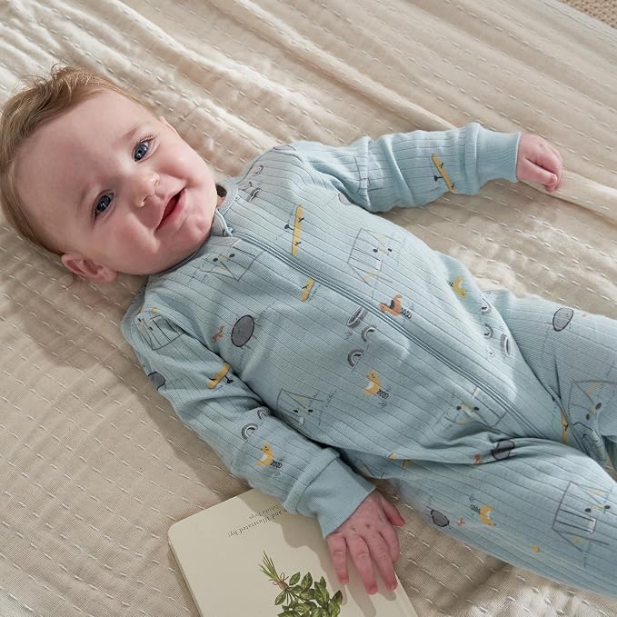 Gerber baby-girls Baby Unisex 2-pack 2-way Zip Textured Sleep 'N Play - Image 2