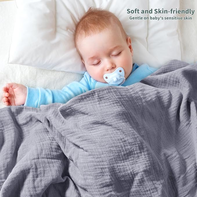 Muslin Swaddle Blankets for Newborn, 2 Pack Breathable Soft Receiving Blanket - Image 3