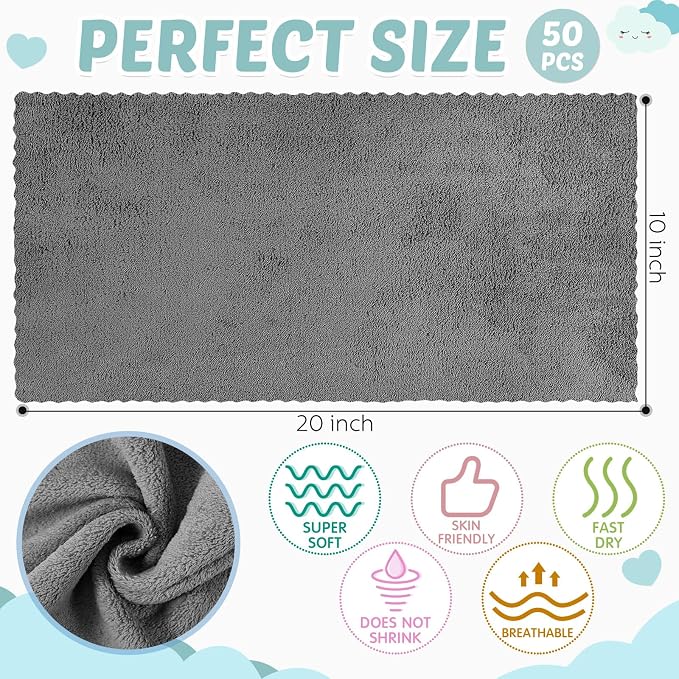 Newwiee 50 Pack Baby Burp Cloths 20"x10" - Image 2