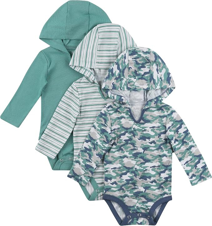 Hanes Baby Long Sleeve Bodysuit, Ultimate Bodysuit Hoodie Boys & Girls by Hanes