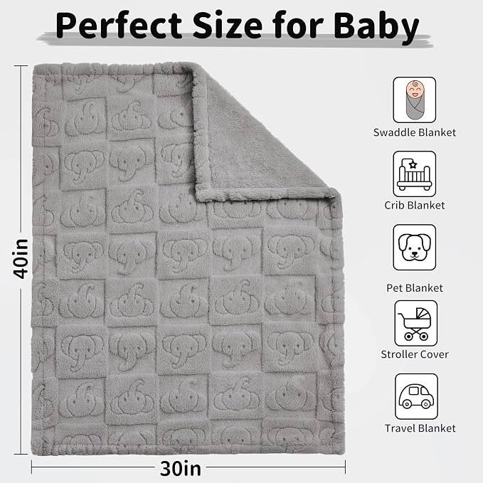 Pro Goleem Elephant Baby Blanket, Baby Fleece Blanket - Image 2