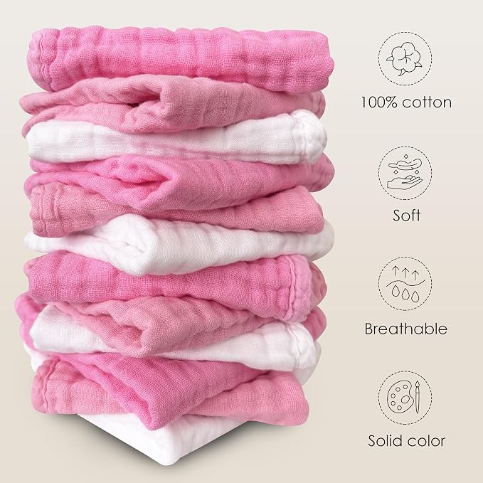 Sunny zzzZZ Baby Muslin Washcloths -100% Cotton Muslin Soft Baby Bath Wash - Image 6