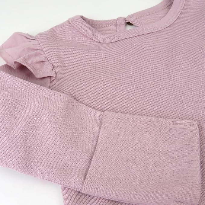HonestBaby Baby Girls' 5-pack Long Sleeve Ruffle Shoulder Bodysuits 100% - Image 3