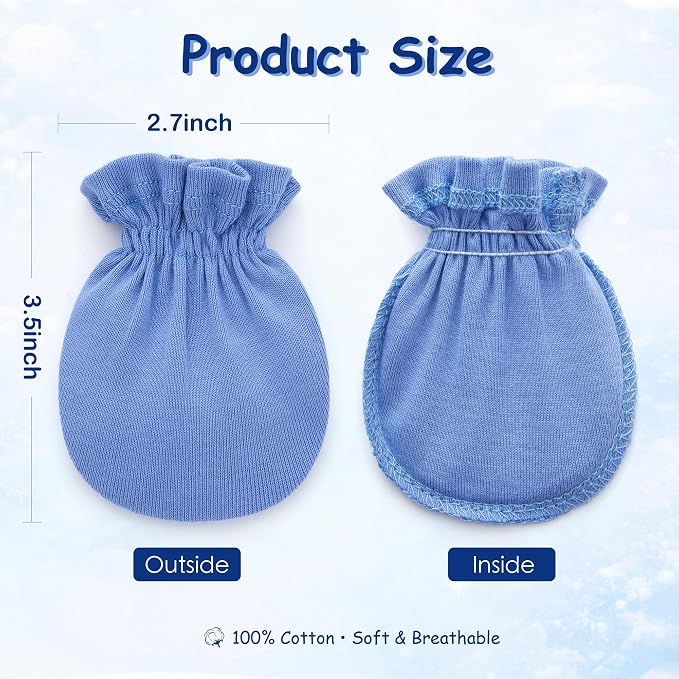 Pro Goleem Newborn Baby Mittens 100% Cotton No Scratch Soft Breathable Gloves - Image 5