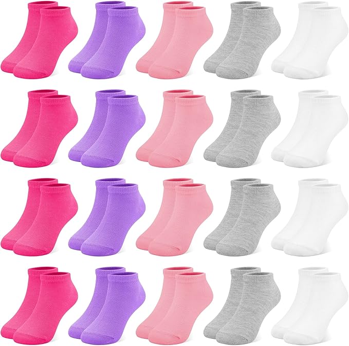 ZERULETS 20 Pairs Girls Socks, Toddler Kids Ankle Low Cut Socks Aged 1-13 by ZERULETS