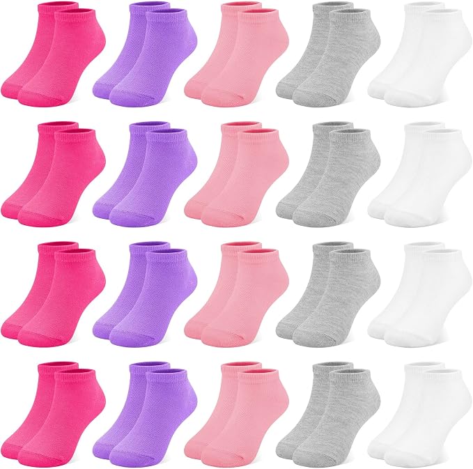 ZERULETS 20 Pairs Girls Socks, Toddler Kids Ankle Low Cut Socks Aged 1-13 by ZERULETS