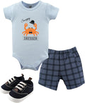 Hudson Baby Unisex Baby Cotton Bodysuit, Shorts and Shoe Set by HudsonBaby