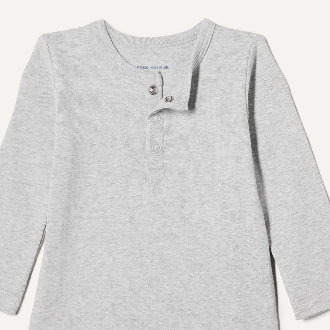 Amazon Essentials Unisex Babies' Long-Sleeve Cotton Henley Bodysuits - Image 3