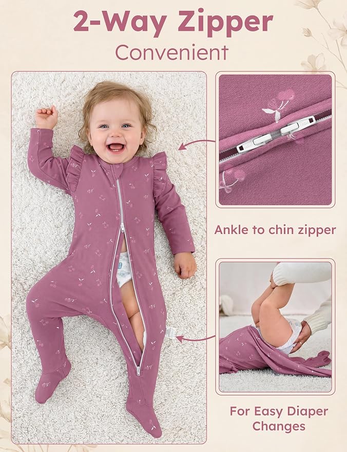 Yoofoss Baby Sleepers Baby Girl Clothes 100% Organic Cotton Pajamas - Image 4