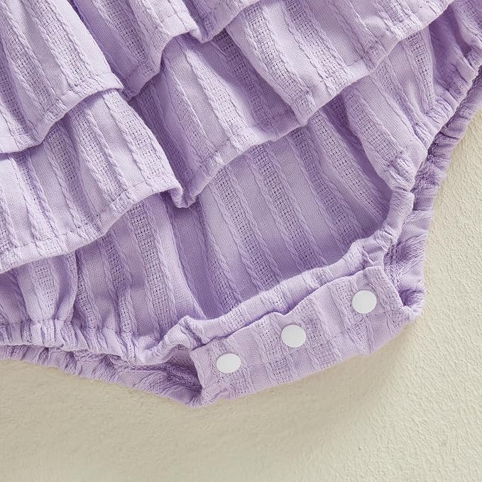 Newborn Baby Girl Summer Clothes Plaid Ruffle Bodysuits Onesie Infant Girl - Image 6