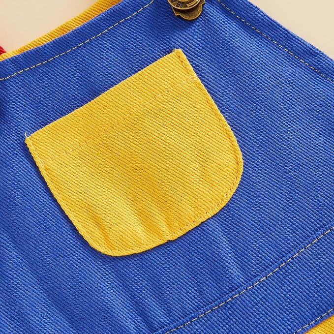 Fernvia Toddler Kids Baby Girl Boy Contrast Color Overalls Shorts Clothes - Image 5