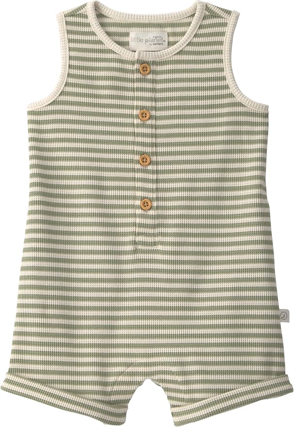 little planet by carter's Unisex Baby Waffle Knit Button-Front Jumpsuit made by LittlePlanet