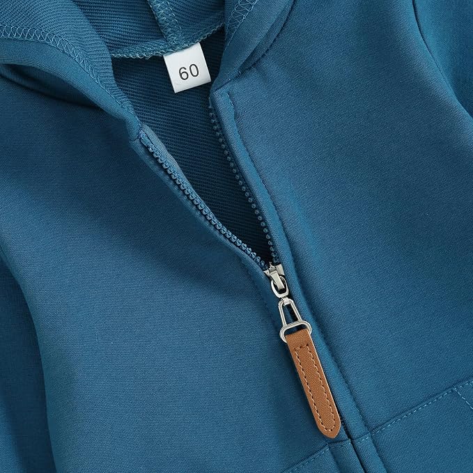 Infant Baby Boy Girl Clothes Solid Hoodie Romper Zip Up Long Sleeve Hooded - Image 5