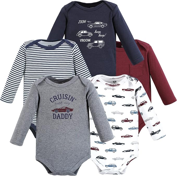 Hudson Baby baby-boys Cotton Long-sleeve Bodysuits 5-pack - Image 2