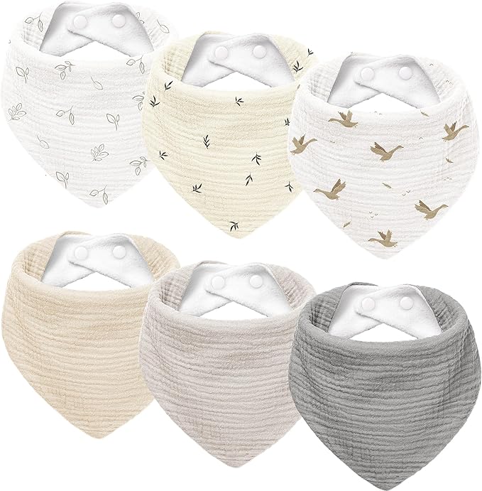 Susurration Muslin Baby Drool Bibs 6Pack Soft Triangular Adjustable Baby by Susurration