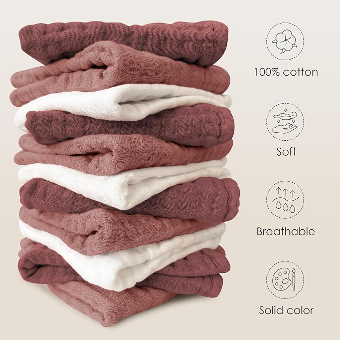 Sunny zzzZZ Baby Muslin Washcloths -100% Cotton Muslin Soft Baby Bath Wash - Image 5