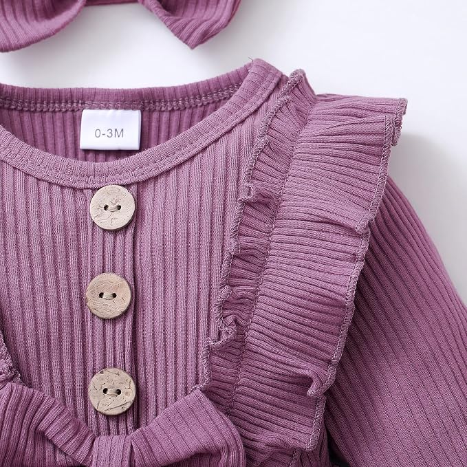 Mioglrie Newborn Baby Girl Clothes 1 Piece Infant Fall Winter Romper Outfit | - Image 7