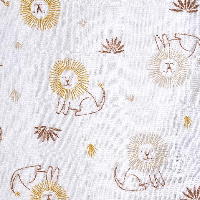 HALO 100% Cotton Muslin Sleepsack Swaddle, 3-Way Adjustable Wearable Blanket, TOG 1.5, Lions, Newborn, 0-3 Months