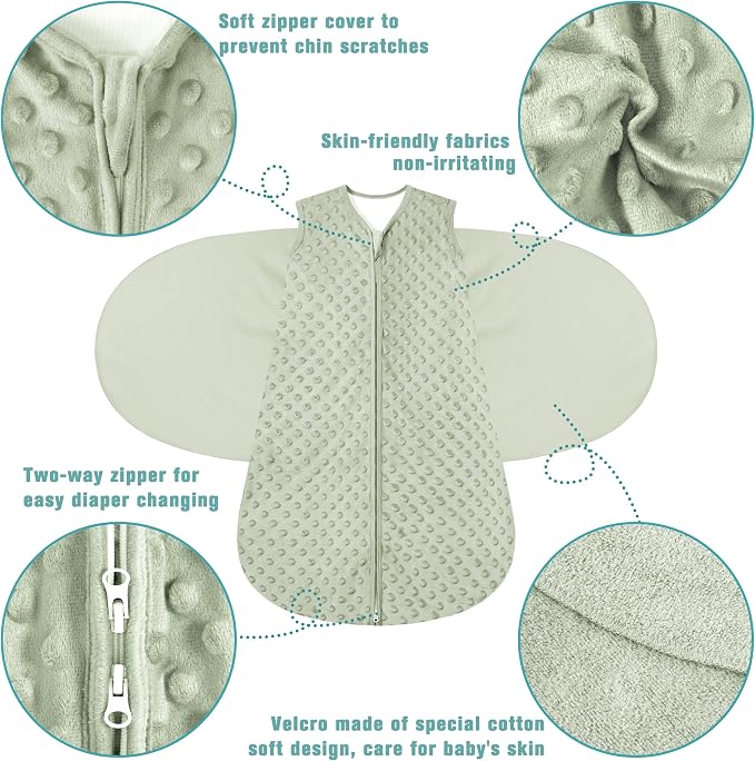 BSTOPPT Newborn Sleep Sack Baby Swaddle, 0-12 Months, 3-Way Adjustable Wearable - Image 5