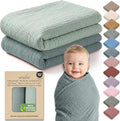 100% Organic Cotton 2 PK Soft Muslin Swaddle Blanket Unisex 47x47 | Oeko-TEX by Infancie