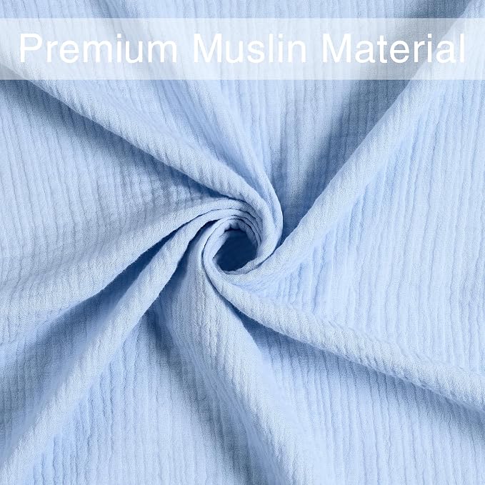 Meracorallo Muslin Swaddle Blanket, 100% Cotton Receiving Blanket, Sky Blue | - Image 5