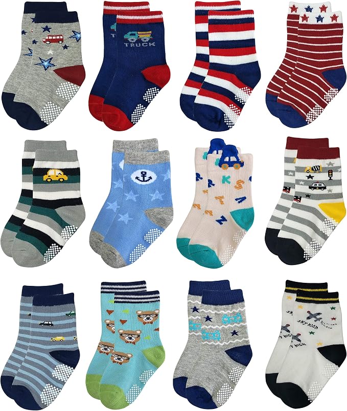 RATIVE Non Skid Anti Slip Crew Socks by RATIVE