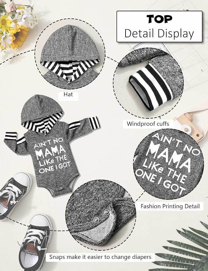 Fommy Newborn Baby Boy Clothes Plaid Letter Print Long Sleeve Hoodies + Long - Image 4
