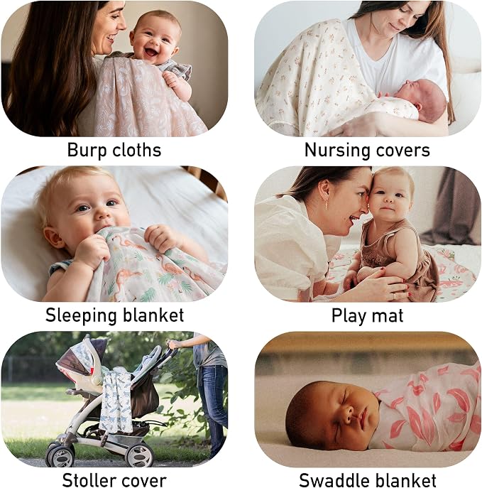 GLLQUEN BABY Muslin Swaddle Blankets 4Pk Receiving Blanket Large 35" x 40" | - Image 5