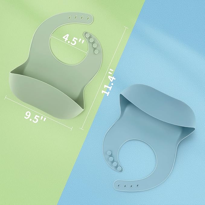 ME.FAN Silicone Baby Bibs for Babies & Toddlers | Adjustable Silicone Bibs 2 Set