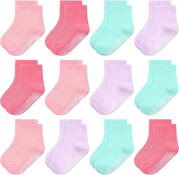 GRPSKCOS Baby Socks Non Slip 12 Pairs Toddler Anti Skid Socks by GRPSKCOS