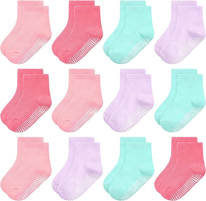 GRPSKCOS Baby Socks Non Slip 12 Pairs Toddler Anti Skid Socks by GRPSKCOS