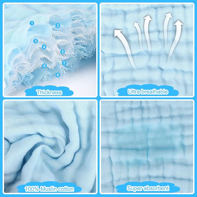 Accmor Muslin Baby Bibs, 6 Pack Soft Cotton Baby Bandana Drool Bibs - Image 2