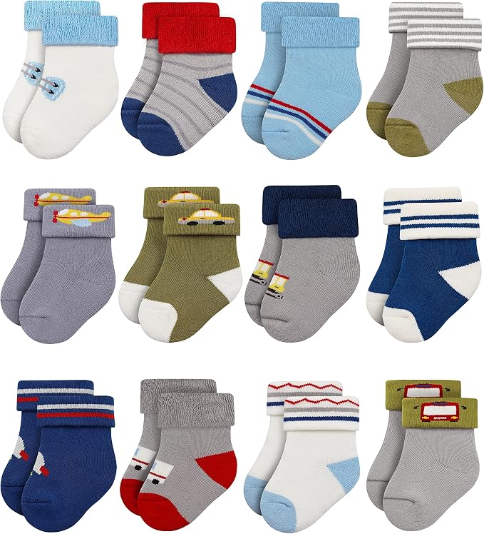 RATIVE Newborn Baby Socks 0-6, 6-12 Months Terry Turn Cuff Socks by RATIVE