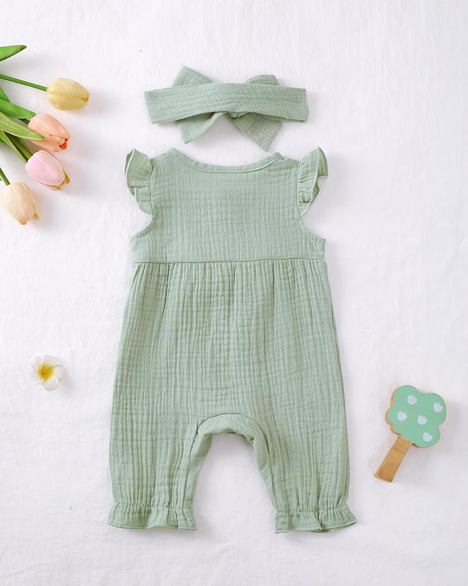 Renotemy Newborn Baby Girl Clothes Romper Summer Outfits Preemie-18Months | - Image 3