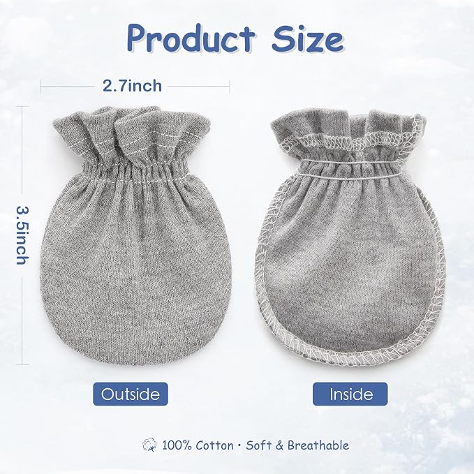 Pro Goleem Newborn Baby Mittens 100% Cotton No Scratch Soft Breathable Gloves - Image 5