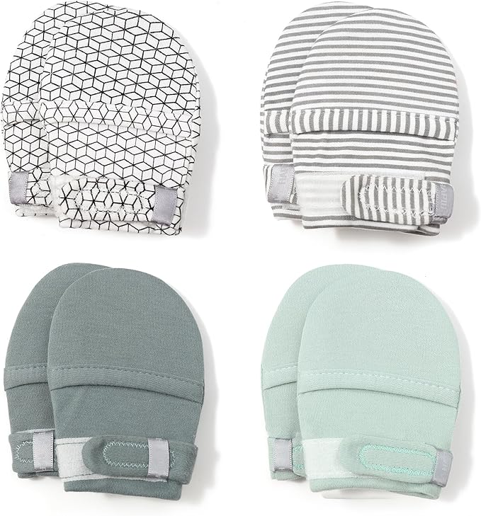 Baby Newborn No Scratch Mittens Stay On, 100% Cotton Adjustable 0-12M | Soft by HAPIU