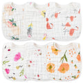 Zainpe 6Pcs Snap Muslin Cotton Bibs for Baby, Flamingo Star Flower Machine Washable Adjustable Burp Cloths with 6 Absorbent Soft Layers for Infant Newborn Toddler Drooling Feeding and Teething